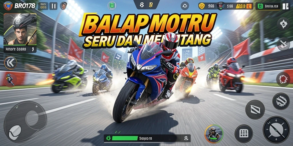 Gameplay mendebarkan dalam game balap motor BRO178.