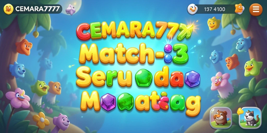 Screenshot CEMARA777 menunjukkan gameplay menyenangkan dalam genre Match-3.