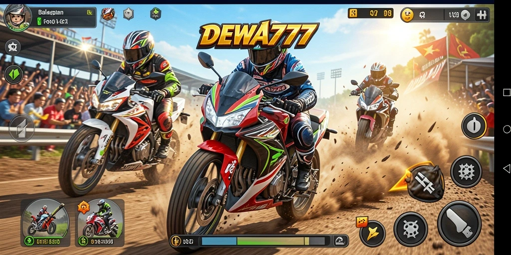 Tampilan gameplay balapan motor yang memukau.