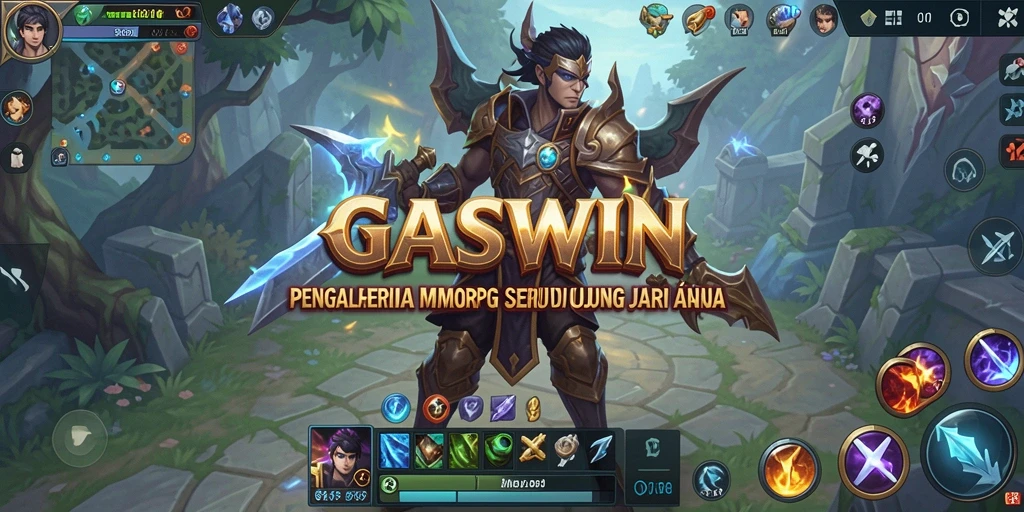 Screenshot utama GASWIN menunjukkan aksi seru di dunia MMORPG.