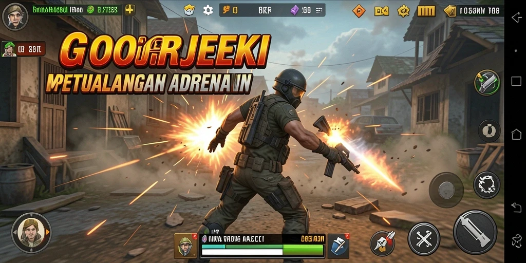 Screenshot GOGOREJEKI menampilkan pertarungan seru dalam acara aksi.