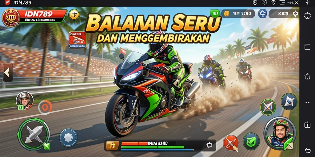 Tangkapan layar gameplay IDN789 dengan aksi balapan motor yang mendebarkan.