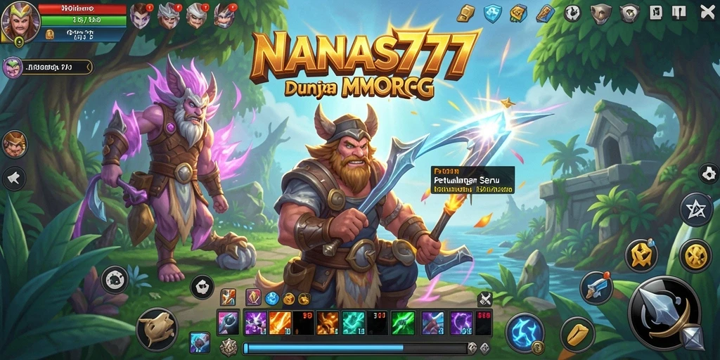 Tangkapan layar utama NANAS777 menampilkan aksi pertempuran seru dalam dunia MMORPG.