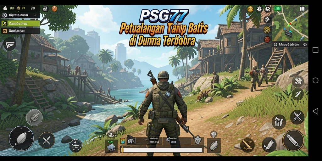 Screenshot menampilkan aksi eksplorasi di dunia terbuka PSG77.