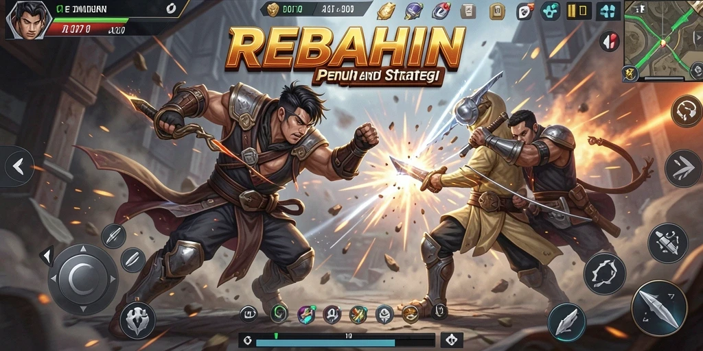 Tampilan aksi seru dalam REBAHIN saat bertarung.
