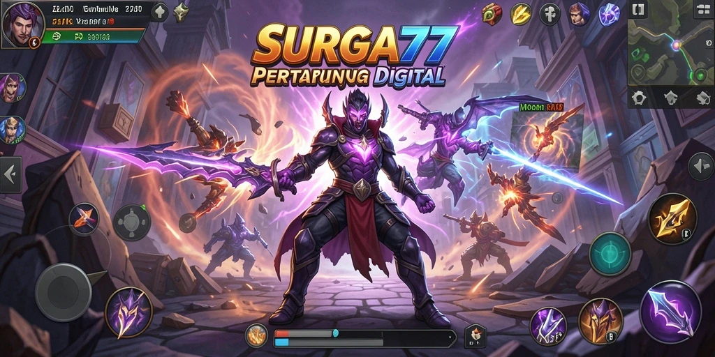 Tangkapan layar SURGA77 memperlihatkan pertarungan epik antar karakter.