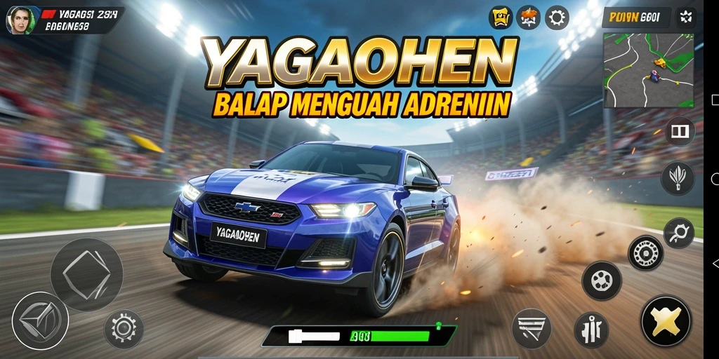 Screenshot YAGAOHEN menunjukkan aksi balapan yang mendebarkan.